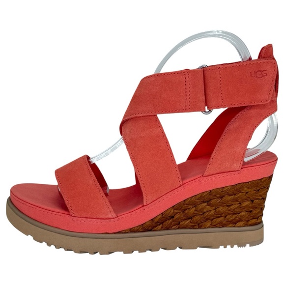 UGG Ileana Pink Suede Leather Womens Platform Sandals Size 10M - Picture 3 of 13